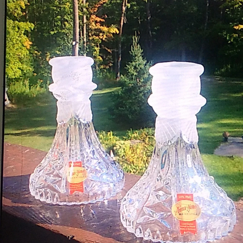 ✨ SPARKLING STAR PAIR HEAVY CRYSTAL VERSATILE CANDLE HOLDERS EVC